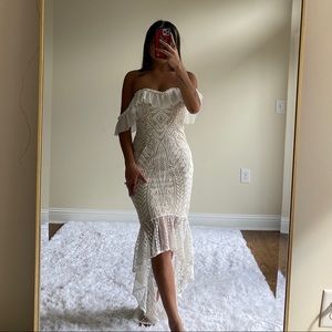 white lace midi dress